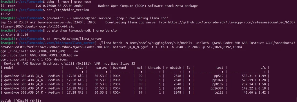 Qwen-Coder-A30B-A2B-Instruct-Q4KM_Debian12_ROCm7.0_llamarocm_b1057