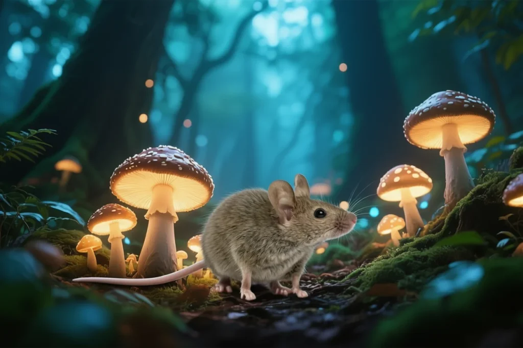 Mouse Under the Mushroom